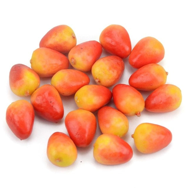 200Pcs Artificial Mini peaches  Plastic Fruit house vegetables Pretty Christmas Kitchen Wedding Happy Decoration Foam  Berries