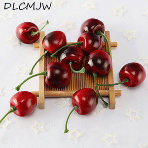 Artificial Fruits cherries 20PCS Foam Fake Fruit tchen Table DIY Home Decoration Plastic Simulation  Fruits Cherry display props