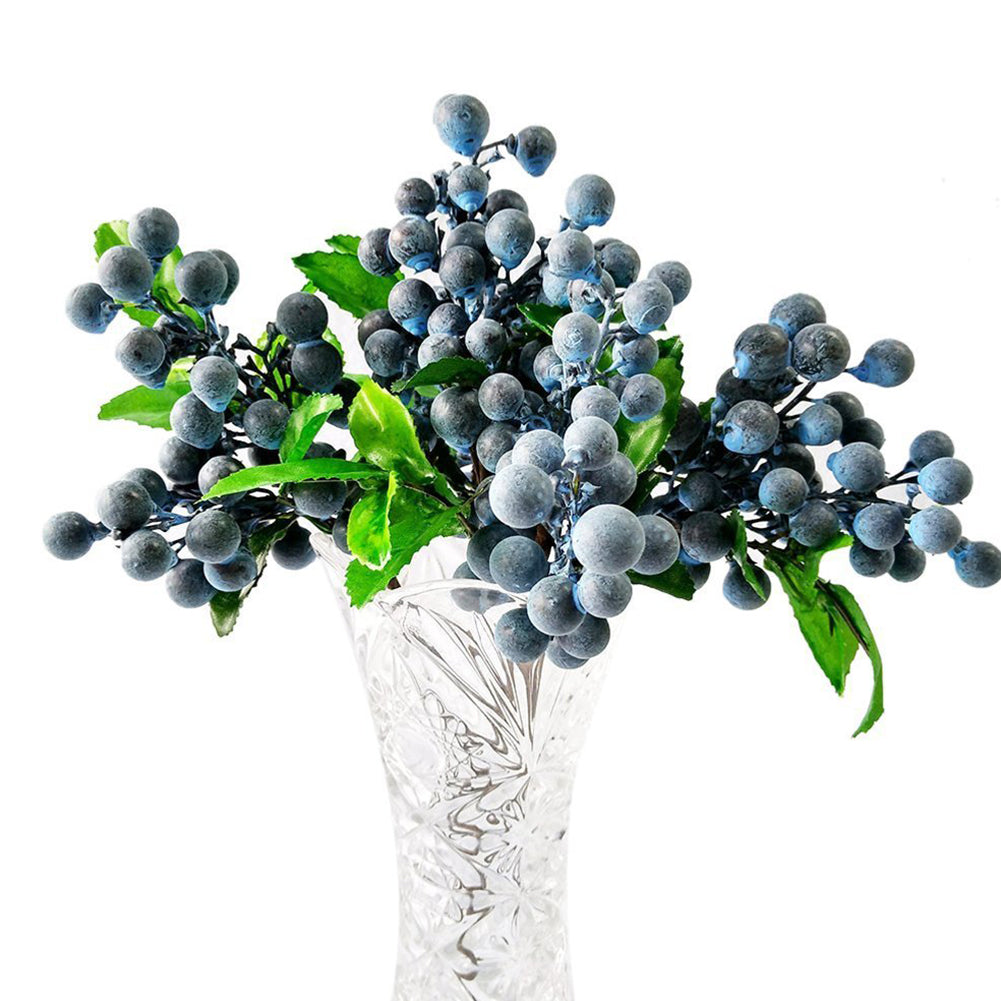 Artificial Blue Berry Bunch 50 Heads Foam Highly Simulation Blueberry Artificial Plastic Fruit Model Home Party Decoration 1PC